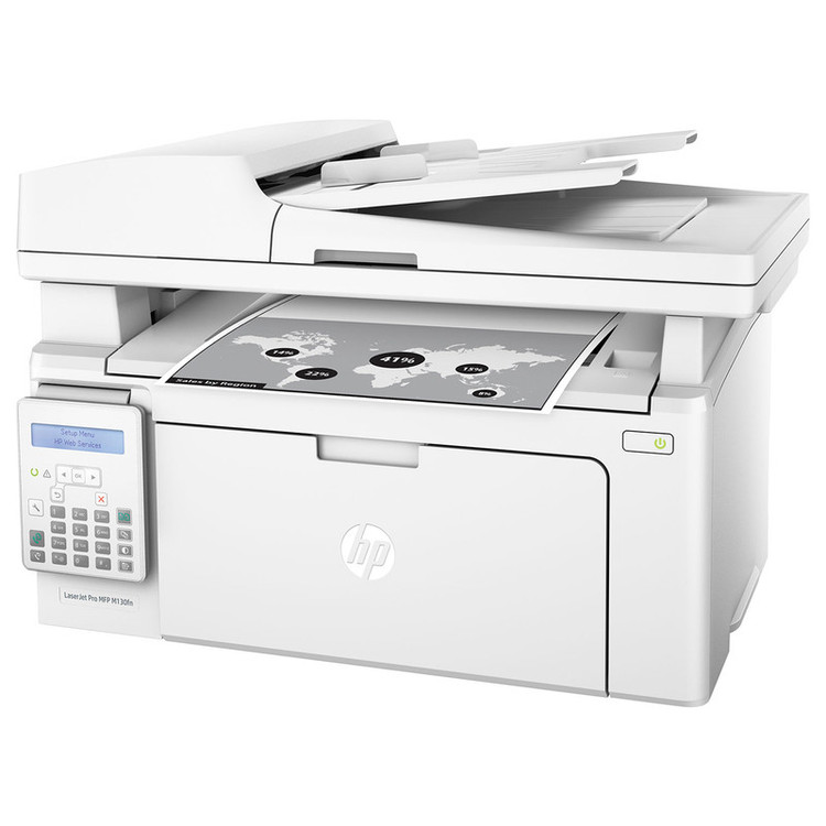 پرینتر اچ پی تک رنگ چهار کاره با چاپ لیزری مدل LaserJet Pro MFP M130fn، سایز چاپ A4، دارای صفحه نمایش LCD